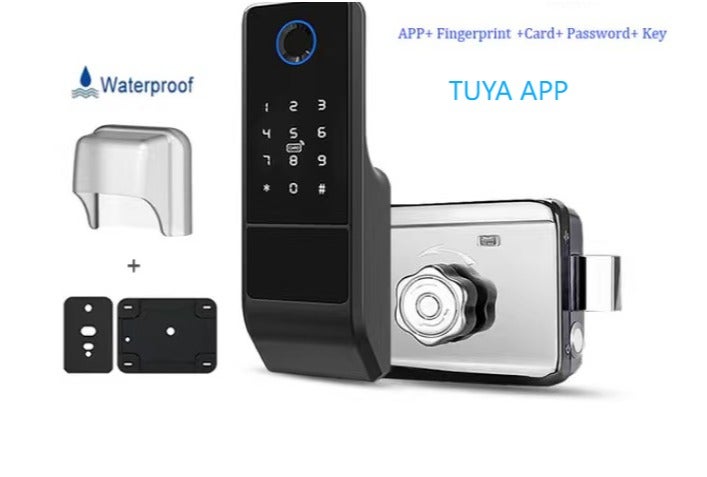 Tatonka Fingerprint Door Lock Waterproof Outdoor Gate Lock Tuya App Digital Passcode IC Card Keyless Front Door Electronic Lock - Image 1